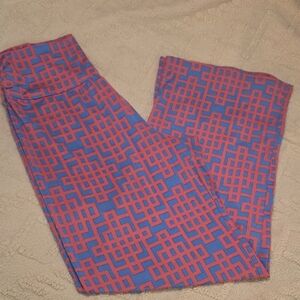 Blue & Pink Geometric Pattern Wide Leg Pants